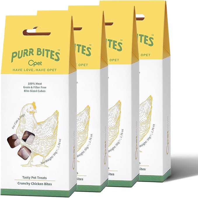 OPET Freeze Dried Cat Treats - Single Ingredient High Protein Pet Food, Healthy Training Snacks, Freeze Dried Chicken Food Toppers for Cats and Dogs, Grain Free (Chicken, 4 Pack)