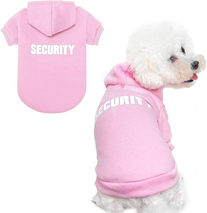 BINGPET Security Dog Hoodies Puppy Sweater Cold Weather Dog Coats Soft Brushed Fleece Pet Clothes Hooded Sweatshirt for Dog Cat