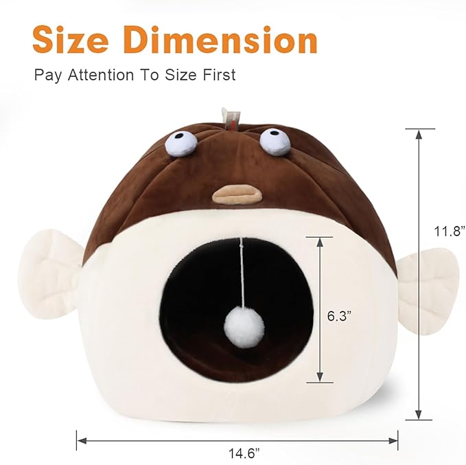 Vanansa Cat Bed for Indoor Cats, Soft Premium Pet Bed, Available in All Seasons,No Deformation, Anti-Slip Bottom, Great Medium Cat Houses for Indoor Cats, Roomy Cat Tent for Indoor Cats(M, 15" x 12")