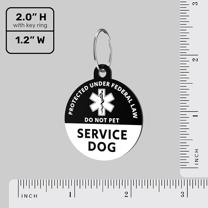 MYLUCKYTAG Service Dog ID, QR Code Stainless Steel Tag, Engraved, Durable, Digital Pet ID, Online Profile, Location Alert Email