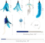 SONGWAY Cat Feather Toys Wand - 7 Pcs Interactive Cat Toys for Indoor Cat Kitten, Retractable Cat Wand Toy with 6 Feather Teaser Refills with Bell, Cat Fishing Pole Toy, Blue