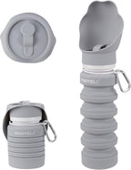 Dog Water Bottle Collapsible & Portable Squeeze, 9oz-17oz Water Dispenser & Folding Bowl,5 Levels Capacity in 1,Carabiner Clip,100% Food-Grade Silicone, Outdoor Walking,Hiking,Travel