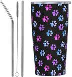 Paw Print Tumbler with Lid and Straw, Dog 20 Oz Stainless Steel Insulated Water Bottle Cup Coffee Mug