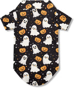 Dog Halloween Shirt Ghost Puppy Clothes Breathable Polyester Pet Doggy Shirts Puppy Outfit Apparel Coats for Pet Dog Cat Doggie Shirt Summer Cat Apparel for Yorkie Chihuahua