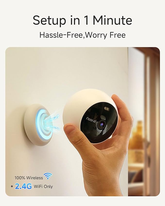 Noorio Security Cameras Wireless Outdoor/Indoor Magnetic, 2K Cameras for Home Security Battery Powered, AI Motion Detection 2.4G WiFi Security Camera Outdoor, Free Local Storage MagCam, B210-SE