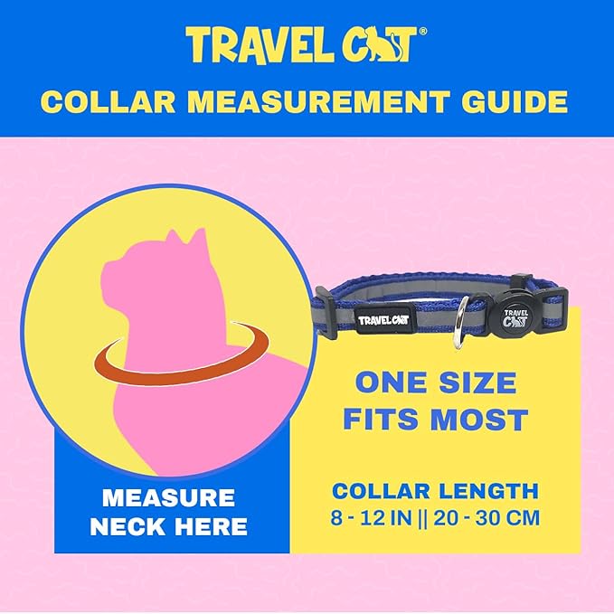Travel Cat Breakaway Cat Collar - Blue Adjustable Cute Cat Collar with Quick Release Safety Buckle for Boy and Girl Cat - Nylon 8-13 inch Length Kitten Collar with Metal D-Ring, Machine Washable