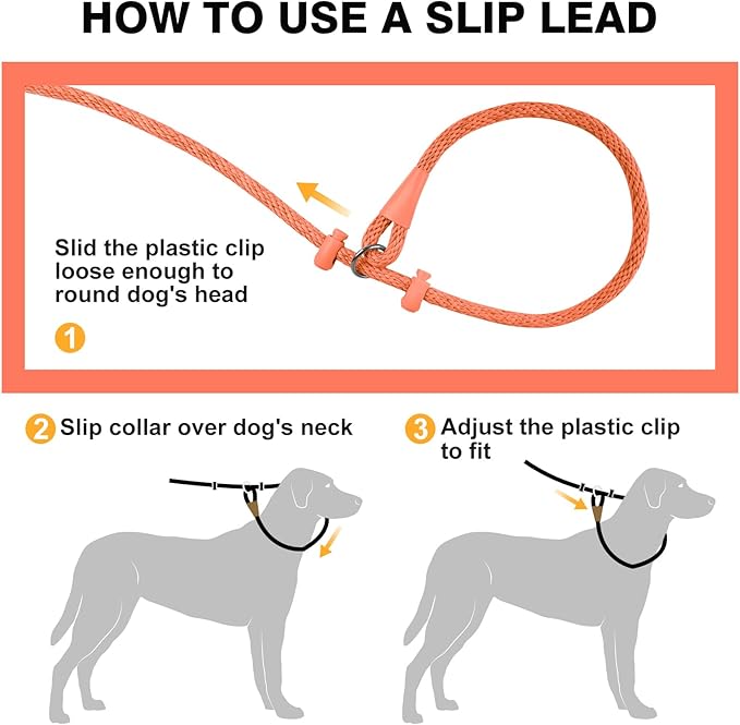 Lynxking Dog Leash Slip Lead Reflective Breathable Rope Comfortable Strong No Pull Slip On Pet Training Lead for Dogs