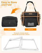 PETUX Small Cat Carrier - Pet Carrier Airline Approved for Kitten Under 10 lb - Escape-Proof, Foldable & Portable Cat Carriers for Travel, Vet Visits with Removable Bag, Safety Buckle ＆ Leash - Black