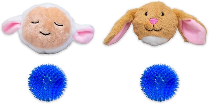 Flourish Pets 2 in 1 Multi-Layer Chew Toy for Active Dogs | Non-Toxic BPA Free Double Stitched Soft Fabric Exterior Dog Toys | Long-Lasting Dog Plush Toys – Easter 3.5" (2 Pack)