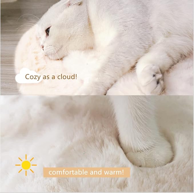 SHENGOCASE 2-Pack 11.8" Round Faux Rabbit Fur Cat Dog Bed Cushion Pad Mat, Cat Tree Tower Replacement Cushion Pad, Pad for Window Perch, Cat Dog Carrier House Cage Crate Kennel Furniture