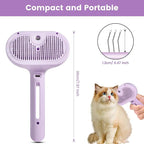 3 in 1 Cat Steam Brush, Pet Spray Hair Removal Comb for Shedding & Grooming, Water Brush for Cats Dogs Small Animals Long Short Haired with One-Click Release Button(Purple)