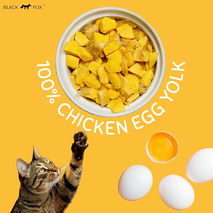 BLACK FOX Freeze-Dried Chicken Egg Yolk Dog Treats | Topper | Cat Treats | 4oz Single Ingredient, Raw, Healthy, All Natural, Human Grade, Digestion & Hairball Control