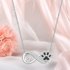 Infinity Paw Print Necklace for Women Sterling Silver Heart Cat Dog Paw Necklace Pawprint Necklaces Pendant Jewelry Christmas Mothers Day Gifts