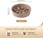 Ceramic 6.1inch Dog Bowl Slow Feeder, Slow Pet Food Dish for Small Dog and Cat, Stop Bloat, Preventing Choking(Single Bowl, Brown Coffee)