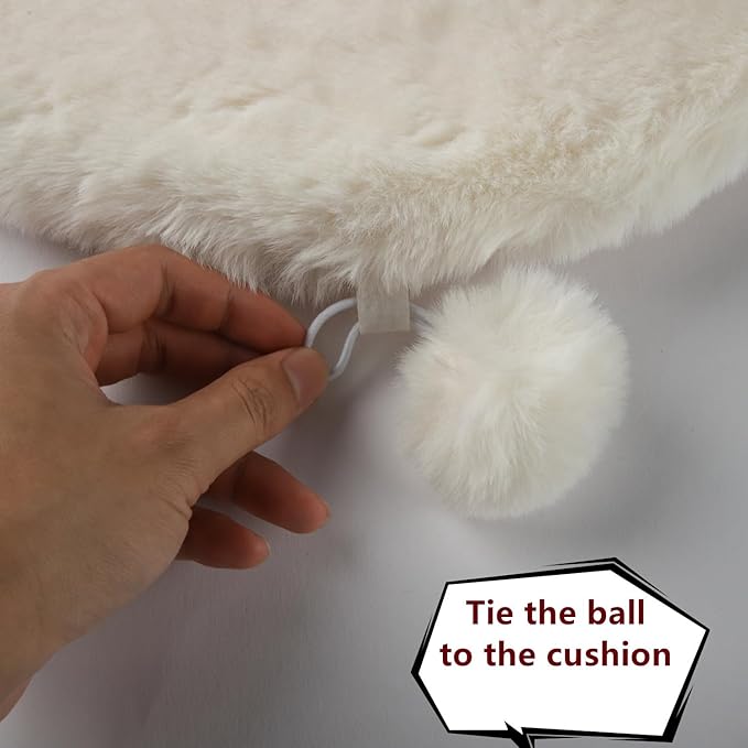 SHENGOCASE 2-Pack 11.8“ Square Faux Rabbit Fur Cat Dog Bed Cushion Pad Mat, Cat Tree Tower Replacement Cushion Pad, Pad for Window Perch, Cat Dog Carrier House Cage Crate Kennel Furniture