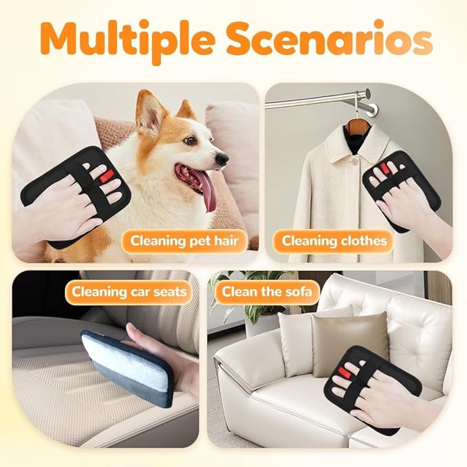 2PCS New Upgraded Thickened Electrostatic Pet Hair Removal Gloves Brush,Reusable Cat Dog Hair Remover Grooming Gloves,Double Sided Washable Static Animal Fur Removal Tool for Couch,Carpet,Clothes