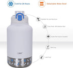 GiNT 37oz Insulated Stainless Steel Dog & Human Water Bottle, All-in-1 Travel Dispenser with Detachable Bowls & Carrying Case, Leak-Proof Pet Canteen for Walking, Hiking, Camping, Car (White)