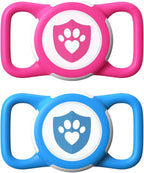 2 Pack Waterproof AirTag Dog Collar Holder for Apple Tracker Rose Red&Blue