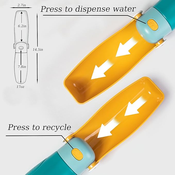 Dog Water Bottle for Walking, Portable Collapsible Dog Water Bottle, Cat Walking and Hiking Puppy Gift, Outdoor Pet Drinking Waters Bottles for Camping, Portable Pet Feeding Bowl, Give Toy Balls