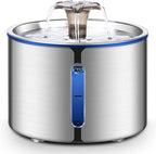 Cat Water Fountain, 84oz/2.5L Stainless Steel Pet Water Fountain, Automatic Dog Water Dispenser with Water Level Window, Ultra-Quiet Pump, Perfect for Cats, Dogs and Multiple Pets