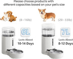 CZPET Automatic 6L Dog and Cat Water Dispenser with Stainless Steel Bowl Gravity Waterer,100% BPA-Free,Large Capacity and Drinking Area Noise-Free for Pets(6L Water Dispenser, White)