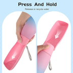 Dog Water Bottle, Travel Puppy Water Bowl, Leak Proof Portable Puppy Water Dispenser, Foldable Dog Water Bottle for for Pets Outdoor Walking, Hiking, Travel, Food Grade Plastic - 19oz Pink