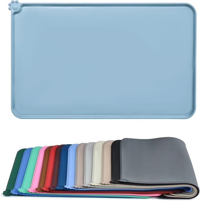 AUDWUD Silicone Waterproof Pet Feeding Mats,Anti Slip Bowl Pad,Dog Mat for Food and Water