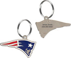 NFL New England Patriots Engraving Pet ID in 32 Team Logo Shapes - Personalized Dog and Cat Tags With 3 Lines of Customizable Text for Tracking & Safety - Stainless Steel