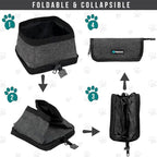 PetAmi Collapsible Dog Bowls 2 Pack, Food and Water Bowls Travel Set, Portable Pet Dish No Spill, Foldable Lightweight BPA Free Leakproof Bowls, Camping Hiking Walking Outdoor Gear Accessories, Blue