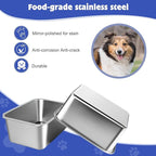 3 Gallons Large Dog Water Bowl, 2PCS Stainless Steel Metal Dog Bowls, Large Capacity Pet Food Bowl Water Dish for Indoor and Outdoor Universal for Medium to Giant Dogs