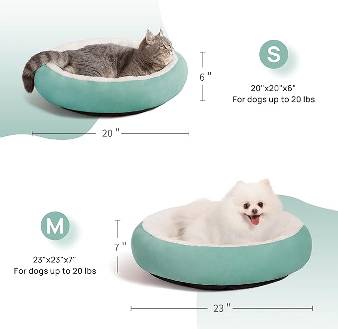 Love's cabin Round Donut Cat and Dog Cushion Bed, 20in Pet Bed for Cats or Small Dogs, Anti-Slip & Water-Resistant Bottom, Super Soft Durable Fabric Pet Beds, Washable Luxury Cat & Dog Bed Blue