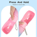 Dog Water Bottle, Travel Puppy Water Bowl, Leak Proof Portable Puppy Water Dispenser, Foldable Dog Water Bottle for for Pets Outdoor Walking, Hiking, Travel, Food Grade Plastic - 10oz Pink