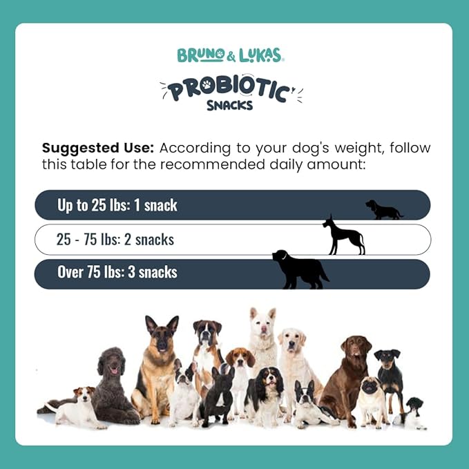 Bruno & Lukas Probiotics Treats for Dogs Support Gut Flora Health Diarrhea Digestive Itchiness Bowel Aid – Dog Supplement for Pet Immune System – Tasty Alternative Chicken Liver Flavor (90 Chews).