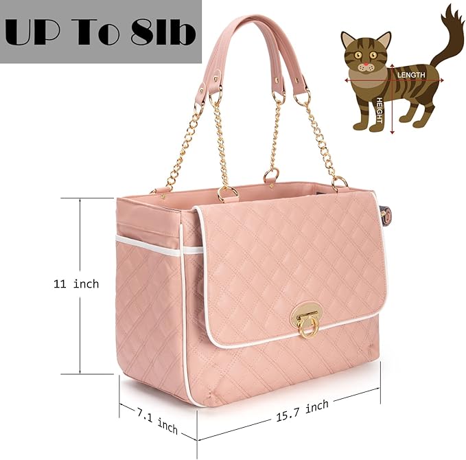 Fashion Pet Carrier Dogs Cat Small Animals Purse Bag, Leather Pet Carriers Dog Puppy Kitten Tote Travel Handbag TSA Airline-Approved