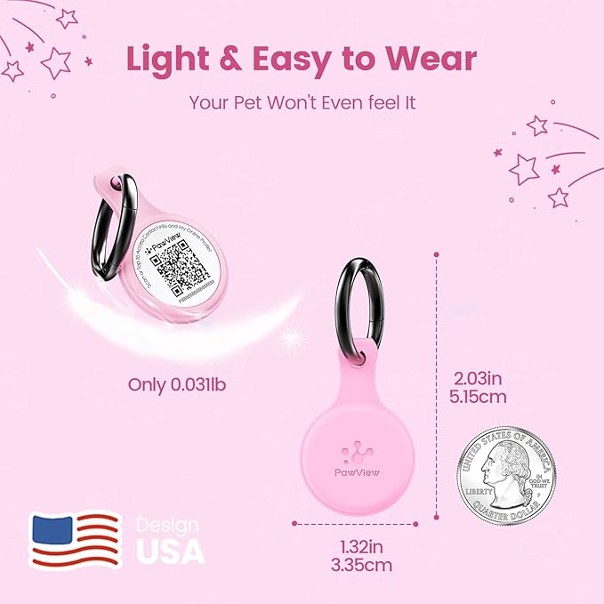 Dog ID Tag with QR Code & NFC, Silent Silicone Dog Name Tags Personalized for Pets - Scan QR for Instant Location Alert, Emergency Contact and Modifiable Pet Profile (Pink)