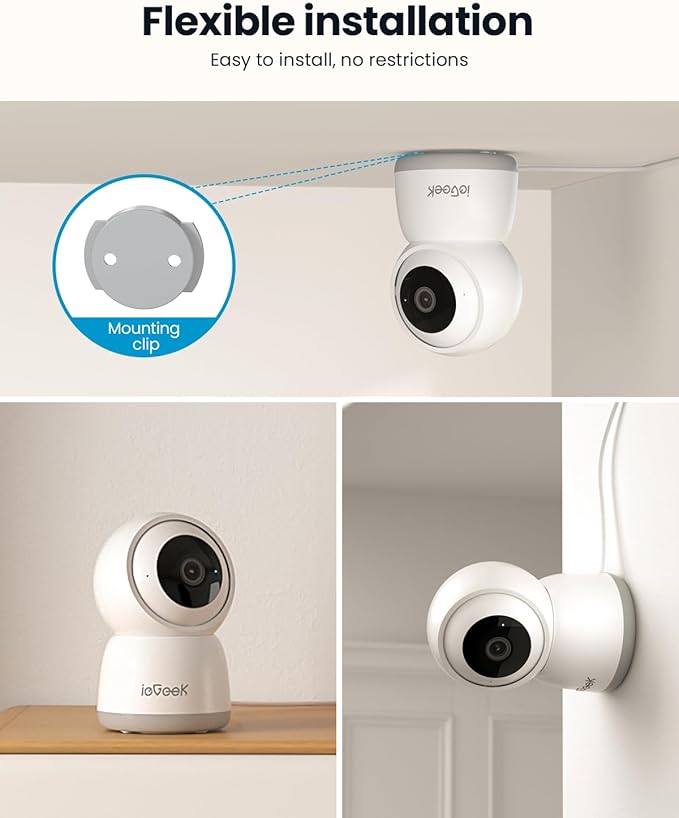 ieGeek 2K Indoor Security Camera, 5G/2.4G WiFi Pet Cameras for Home Security, 360° Dog Cam w/Auto Tracking, Smart Motion Detection, Phone App, Baby Monitor, 3MP Night Vision, Works with Alexa(2 Pack)