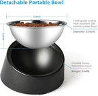 Tilted Slanted Dog Bowl 1 Cup, 15° Tilted Stainless Steel Dog Cat Food Bowl, Non-Slip & Non-Spill Pet Feeder with Elevated Detachable Melamine Stand, Easy to Get Food Dish, Medium Black