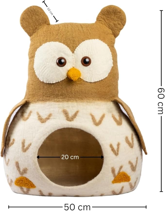 Luxurious Eco-Friendly Merino Wool Cat Cave Bed Sloth - Foldable Hideaway Pod for Indoor Cats - Premium Felt Kitten Beds - Covered Cat House for Ultimate Cozy Comfort by Woolygon