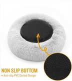 Cat Beds for Indoor Cats - Cat Bed Washable 20/24 inches, Dog Beds for Small Medium Dogs, Anti Anxiety Round Fluffy Plush Faux Fur Cat Bed, Thick Bottom (Light Grey, Medium)