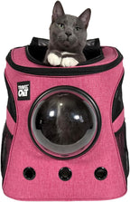 Fat Cat Backpack Carrier - Airline Approved Cat Carrier with Space Capsule Bubble for for Small Cats, Kitten - Premium Deep Rose Pink Cat Carrier Backpack for Outdoor, Travel, Hiking, Pet Supplies