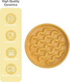 Ceramic Maze Dog Slow Feeder with Non-Slip Silicone Rim – Heavy-Duty Stoneware Bowl with Puzzle Pattern for Bloating & Obesity Prevention (Yellow-M)