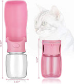 Foldable Dog Water Bottle - Portable Dispenser | Leak Proof & Food Grade Plastic Travel | Pet Water Bottle for Dog Cat Outdoor Walking Hiking Travel(Pink, 12oz)