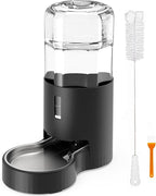 7L Automatic Dog Water Dispenser Bowl, Gravity Pet Water Dispenser with Stainless Steel Bowl, No Spilling Large Capacity Water Feeder for Dogs Cats (7L Without Filter Black)