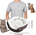 Evelots Warm Pet Bed for Cats or Small Dogs - Calming, Anti-Anxiety, Soft, Cozy Donut Cuddler -Removeable Fluffy Sherpa Insert- Machine Washable -Fleece Lining- Non-Slip Bottom -Assorted Colors