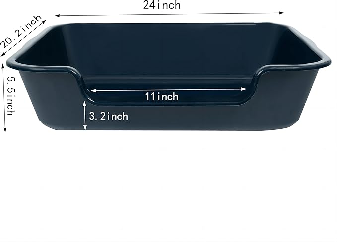 1 Pack Extra Large Dog Litter Box Pan Tray (ABS Material), Low Entry Jumbo Senior Litter Boxes for Multiple Kitten Big Cats, Pet Safe Indoor Dog Potty (Dark Blue, 24" L x 20" W)
