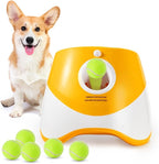 Dog Ball Thrower Launcher, Automatic Launcher with 6 Mini Tennis Balls, Interactive Dog Toys Indoor Outdoor Ball Thrower Machine for Small Dogs with 3 Distance Settings