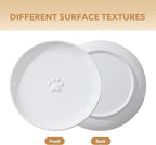 6.1'' Ceramic Wide Cat Dishes, Set of 3 Ceramic Cat Bowls, Indoor Kitten Feeding Wet & Dry Shallow Food Dish Anti Whisker Fatigue(3 Pcs, White)