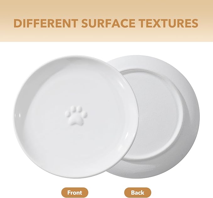 6.1'' Ceramic Wide Cat Dishes, Set of 3 Ceramic Cat Bowls, Indoor Kitten Feeding Wet & Dry Shallow Food Dish Anti Whisker Fatigue(3 Pcs, White)
