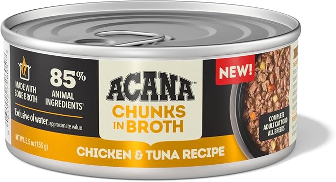 ACANA Chunks in Broth Wet Cat Food Chicken & Tuna Recipe 5.5oz Cans (6 Count)