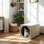 Cat Scratcher Tunnel, Cardboard cat House & Scratching Post for Indoor Cats, 360 Degree Comfort, Durable Design, Odor-Free Fun, Easy Assembly, Perfect for Playful Kittens and Adult Cats, greywood